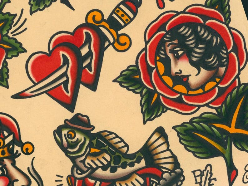 Multis Imaginibus Traditional Tattoo Flash Sheet Print (11x14) - Etsy