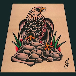 Stampa artistica aquila sulle rocce 5x7
