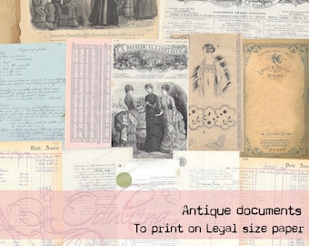 Legal size printable, vintage documents & legal papers, vintage wallpaper - Antique Papers - Printable for Journaling and Art