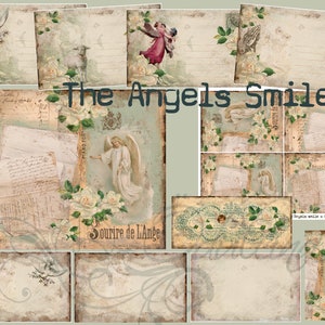 Gli angeli sorridono, stampabile, download digitale, diario spazzatura - diario biblico, diario di preghiera, fede, cartoline cristiane, diario, scrapbooking