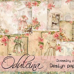 Ankleidezimmer Seiten zum Erstellen eines shabby chic Junk Journals - Printable für Journaling und Kunst.