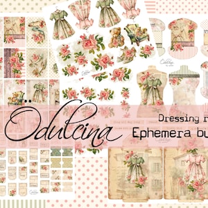 Vestidor Paquete Ephemera, estilo shabby chic, soporte de encaje, caja de cerillas, etiquetas, vestido de estilo vintage - Imprimible para diario y arte