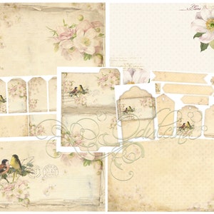 Kit de rosas elegantes, download digital - papéis antigos - para impressão para registro no diário e arte - JPG - clipart