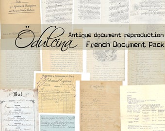 May include: A collection of vintage French documents, including a handwritten bill, a receipt from a watchmaker, and a handwritten letter. The documents are all aged and yellowed, with faded ink. The documents are arranged in a collage on a white background.