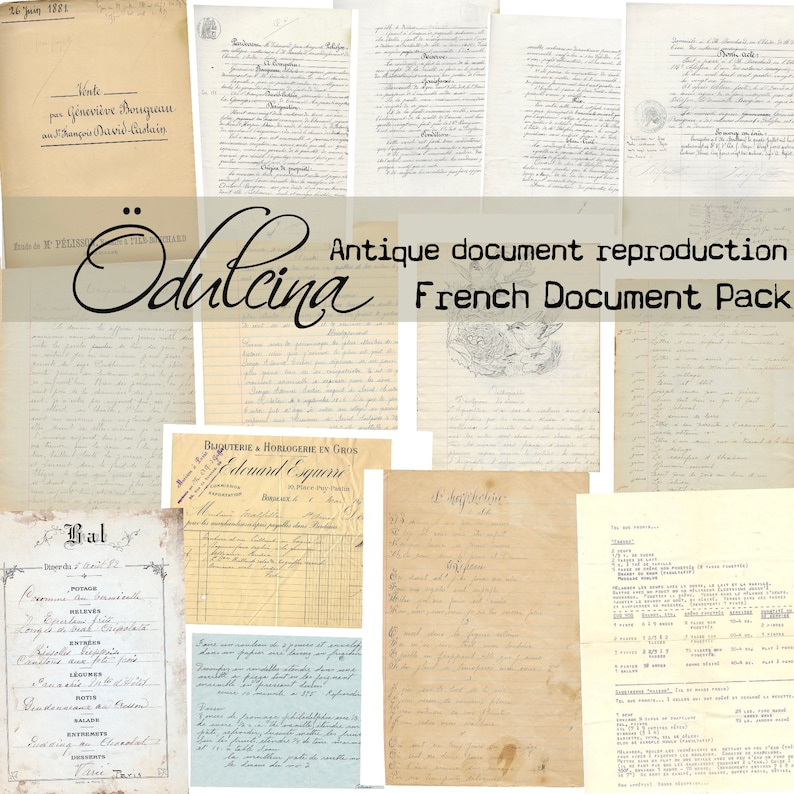 French Documents Pack Digital Kit Printable Digital Etsy
