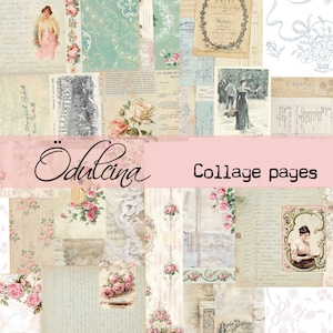 Páginas de collage, imprimibles para diarios basura o álbumes de recortes, descarga digital, estilo shabby chic