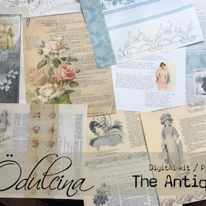 As Antiguidades, kit digital, para impressão, download digital, diário de lixo - Scrapbooking, cartões, coleção de guardanapos por Odulcina