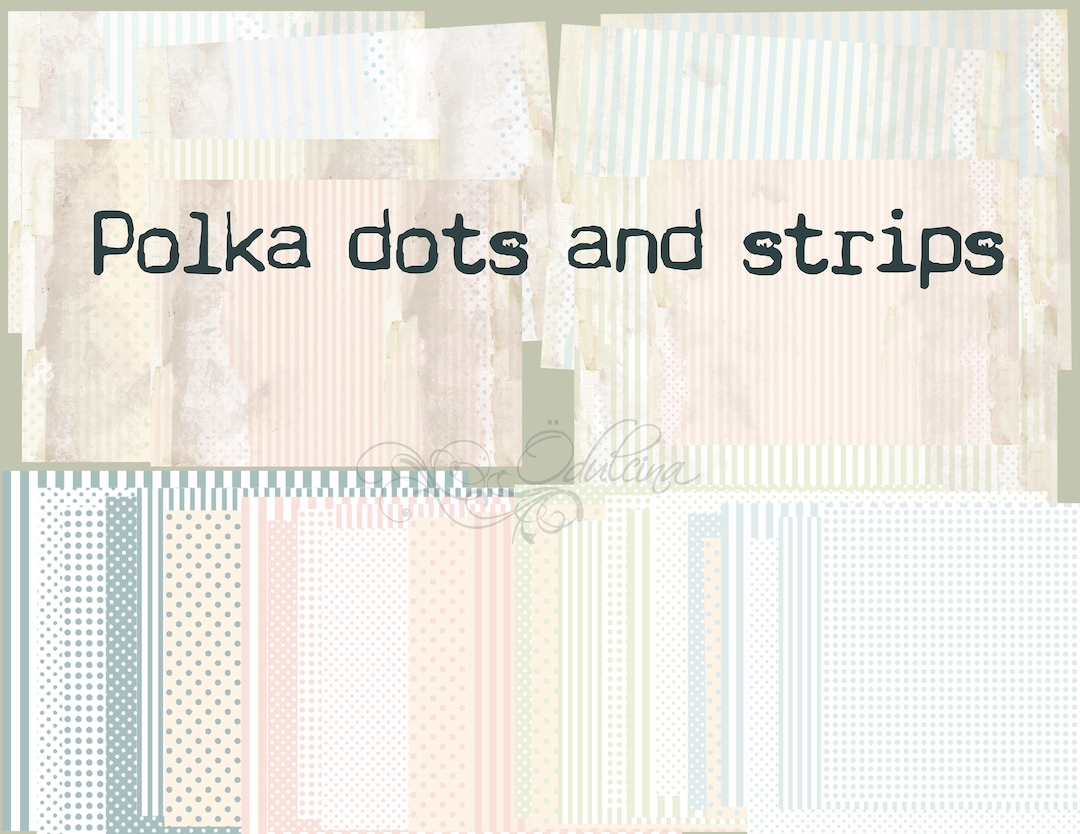 Polka Dots and Strips Kit, Printable, Digital Download, Junk Journal ...