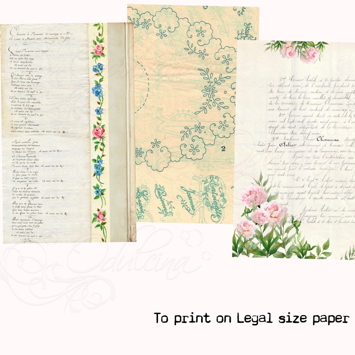 Legal Size Printable Design Papers Vintage Wallpaper - Etsy