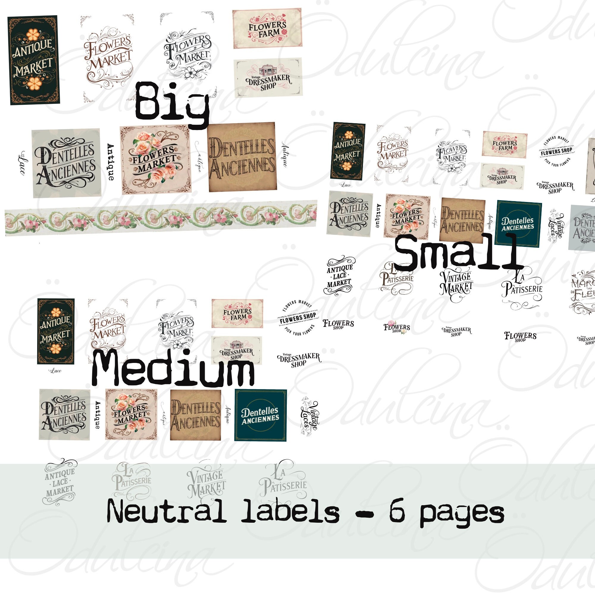 Labels in Pink & Neutral, Printable, for Junk Journal Ephemera Creation ...