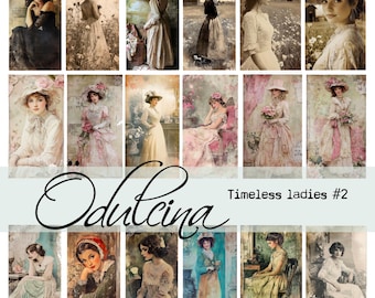Timeless Ladies #1 – Victorian Portrait Digital Kit | Junk Journal Ephemera | Vintage Gesichter zum Ausdrucken | Vintage-Damenkollektion