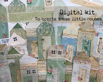 Little House Ephemera kit, Printable, Tag creation, Junk Journal decoration, Digital Download, Shabby Chic style, Odulcina