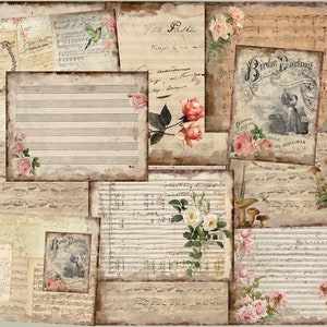 Vintage music sheets, Digital Download - Antique Papers - Printable for Journaling and Art - JPG - clipart