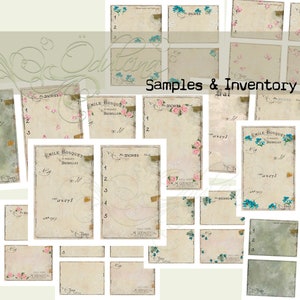 Sample & inventory Cards digital set, printable, for junk journal ephemera creation - laces and fabric, create clusters - Odulcina