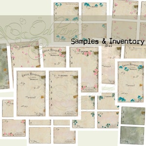 Ensemble numérique d'échantillons et de cartes d'inventaire, imprimables, pour la création d'éphémères de journaux indésirables - lacets et tissu, créez des grappes - Odulcina