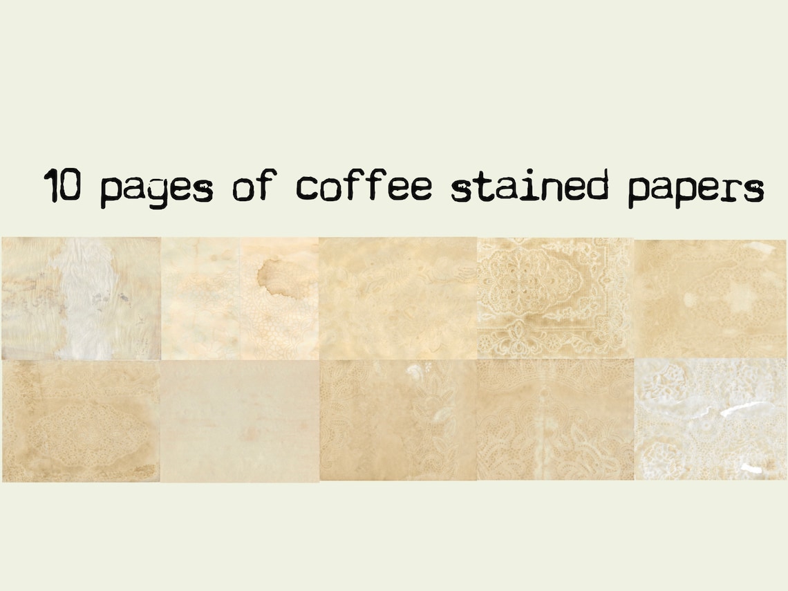 Coffee Stained Papers Collection Kit Printable Digital Etsy