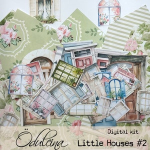 Kit Little House #2, Stampabile, Creazione tag, Decorazione Junk Journal, Download digitale, Stile Shabby Chic, Odulcina