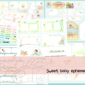 Kit éphémère adorable bébé, imprimable, téléchargement numérique, journal indésirable - Scrapbooking, cartes pour album de bébé, maternité, créé par Odulcina