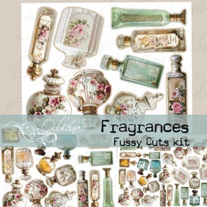 Fragrances pingeliges schneiden kit, junk journal ephemera - Printable für Journaling und Kunst, digitaler Download - Odulcina