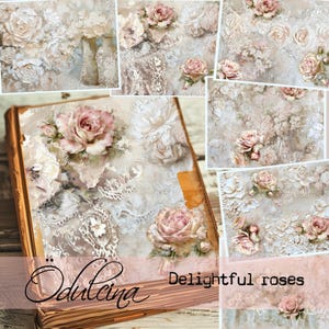Rose deliziose - Carte shabby floreali - Pagine shabby da stampare per diari di scrapbooking e artigianato, di Odulcina