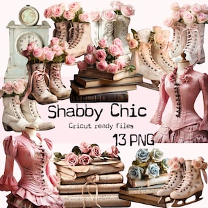 Materiale effimero Shabby Chic, file PNG pronti per la macchina Cricut, materiale effimero di diario spazzatura - Stampabile per journaling e arte, download digitale