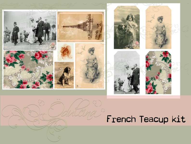 French Teacup Kit Digital Download Antique Papers Etsy