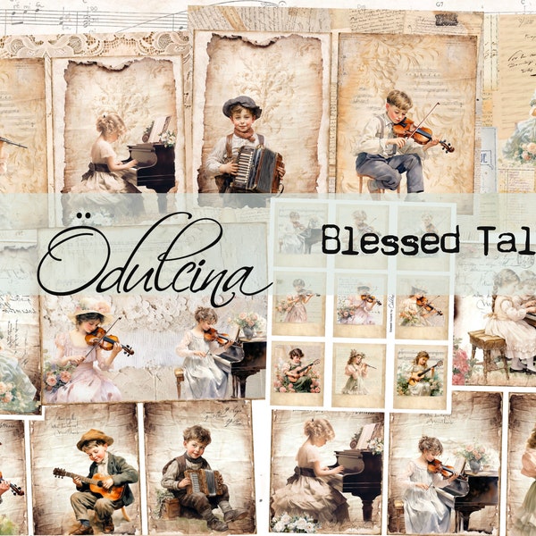 Blessed Talent digital set, printable, music love, musicians, musical digital, junk journal for musicians - Odulcina