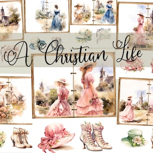 Uma Vida Cristã, Download Digital - Imprimível para Diário e Arte - Junk Journal shabby chic - Fé do crente cristão, Odulcina