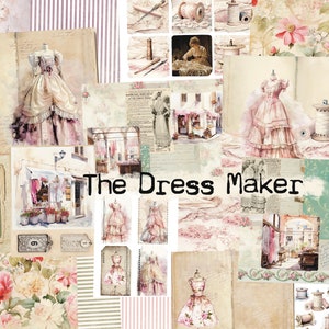 Le kit Dress Maker, style shabby chic, éphémères pour journaux indésirables, robe de style vintage, couture imprimable - imprimable pour la journalisation et l'art