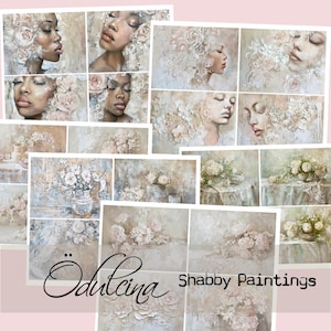Shabby Bilder - Florale Shabby - Karten zum ausdrucken für junk Journals Ephemera, Scrapbooking und Handwerk, von Odulcina