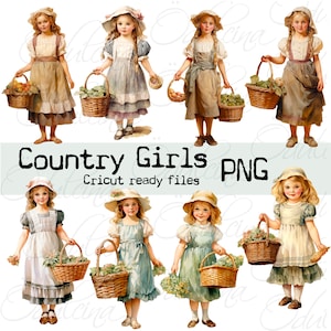 Country Girls, png-bestanden klaar voor Cricut-machine, efemere ongewenste tijdschriften - afdrukbaar voor journaling en kunst, digitale download - Odulcina