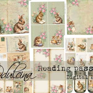 Reading Passion digitales Kit, für Junk Journal, Notizbücher, Scrapbooking, Kaninchen, Mäuse - Christian Believers, Printable for art.