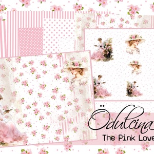 The Pink Lover Kit, Papier Kit mit rosa Tupfen & Blumen - Printable für Junk Journal, Journaling und Kunst - JPG