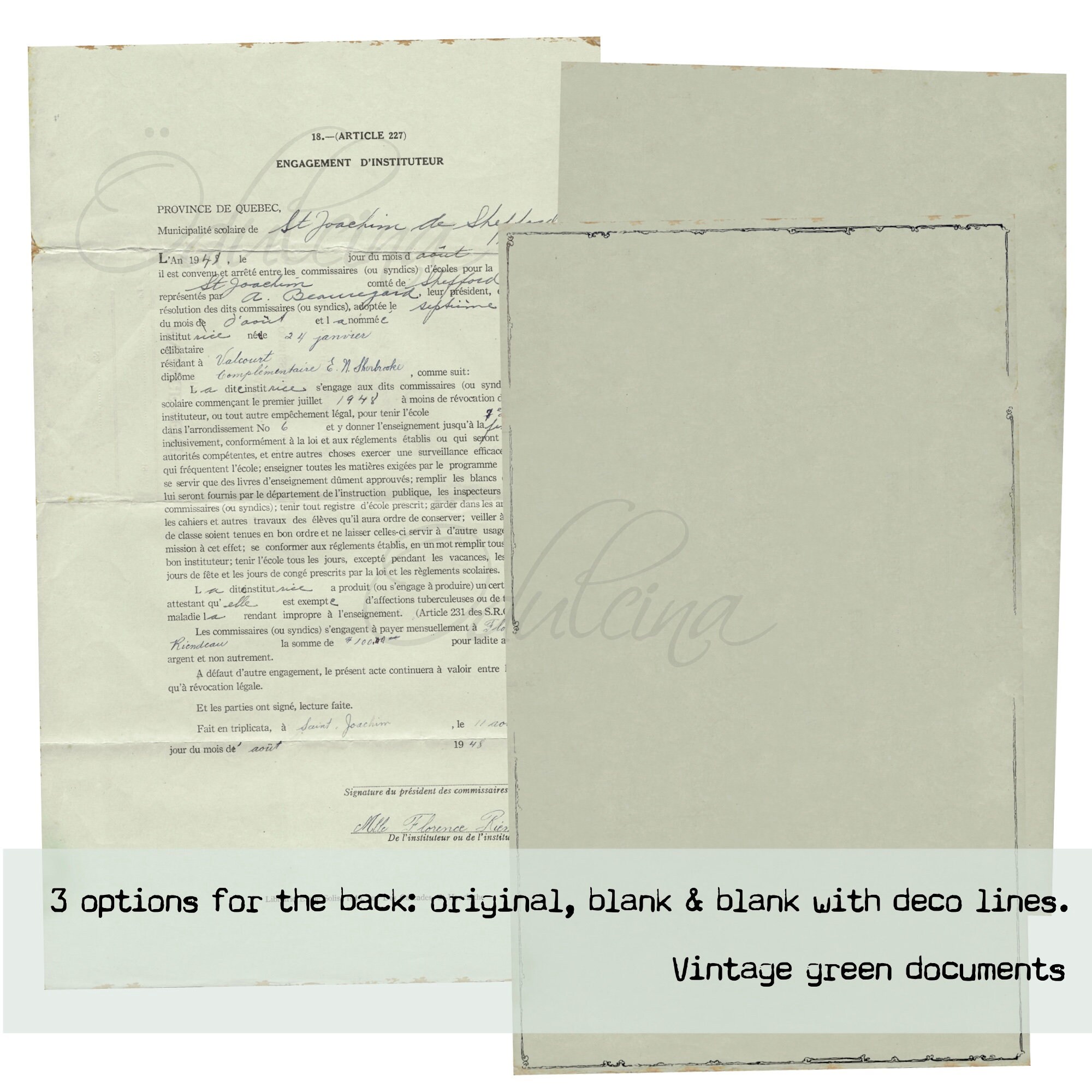 Legal Size Printable Vintage Reproduction Document of a - Etsy