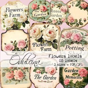 Kit d'étiquettes de fleurs - étiquettes vierges avec fleurs, étiquettes de jardiniers, étiquettes de ferme de fleurs, étiquettes de rempotage, étiquette de fleurs de journal indésirable