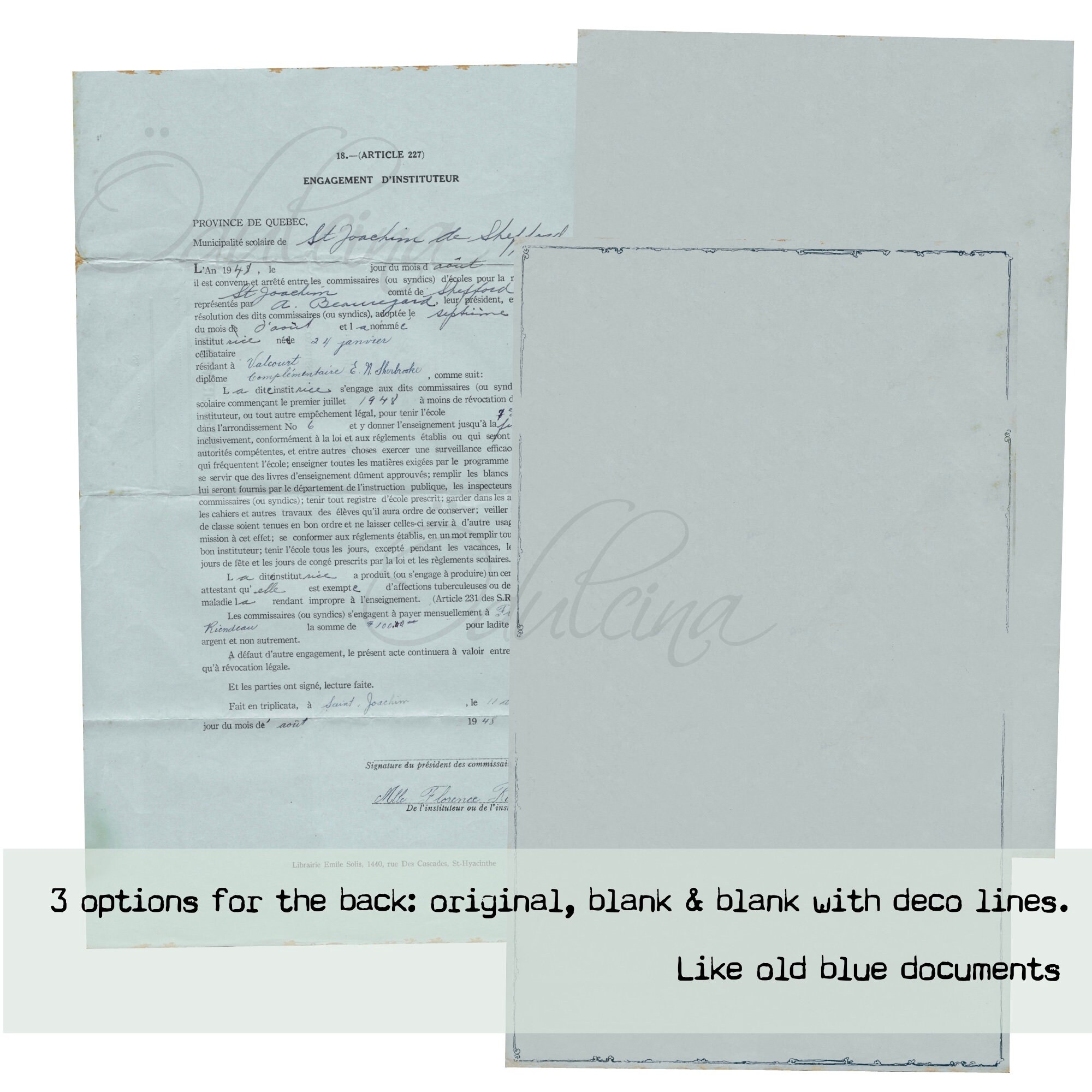 Legal Size Printable Vintage Reproduction Document of a - Etsy