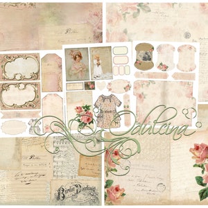 Shabby Victorian Roses, download digital - papéis antigos - para impressão para registro no diário e arte - JPG - clipart