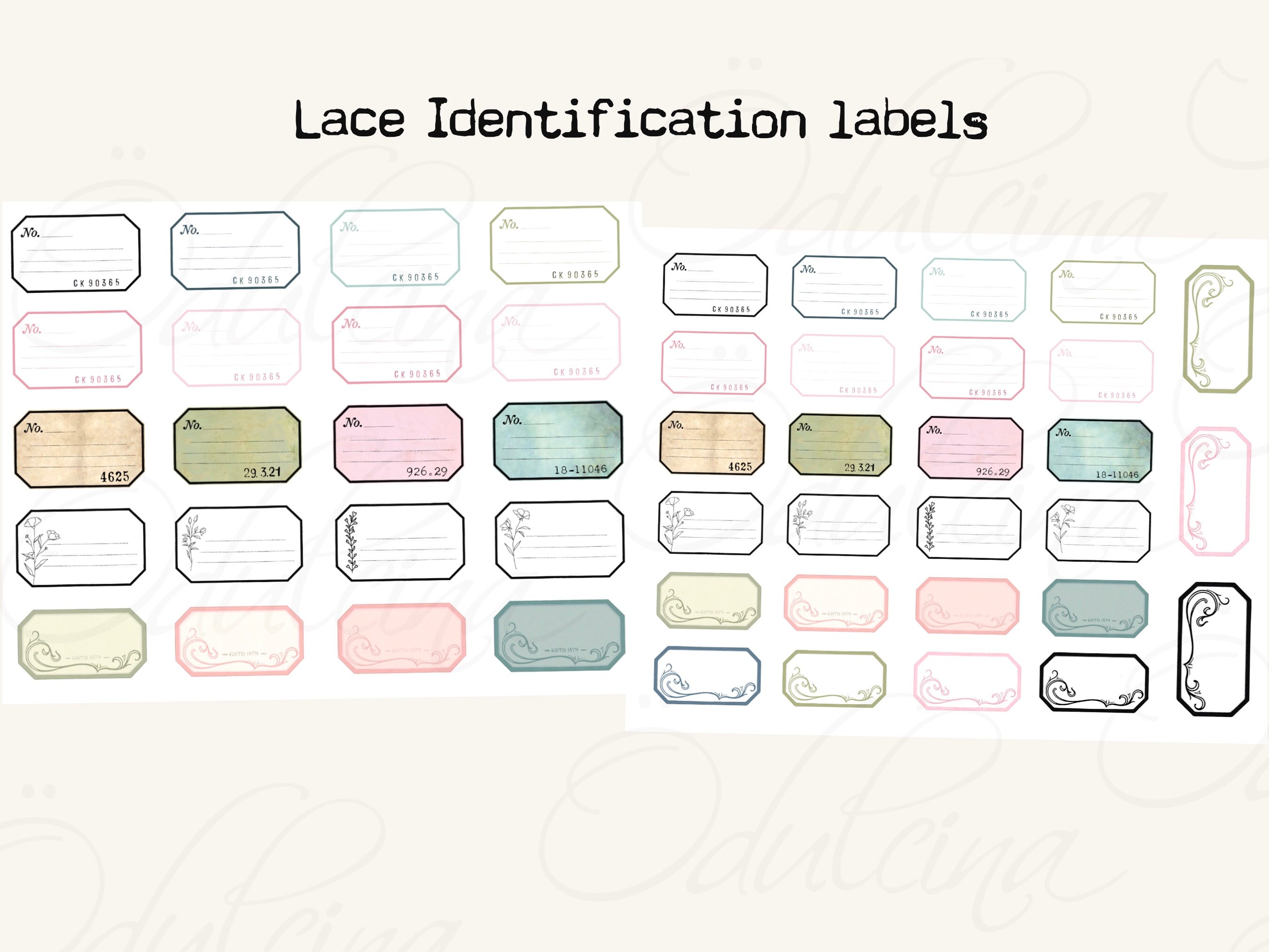 Labels for Lace Collection, Identification Tags, Sample Label, Swatch ...