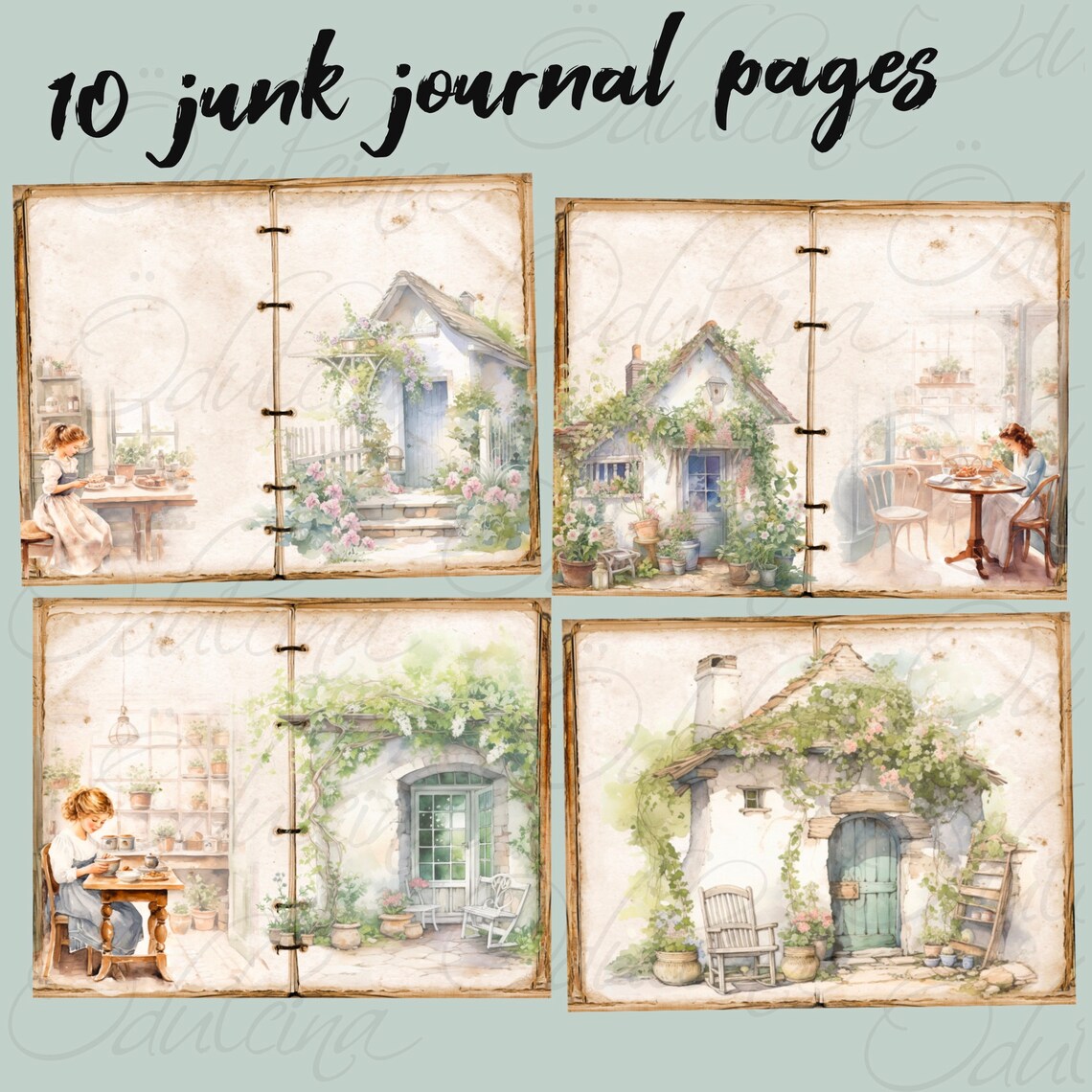 Sweet Home Kit, Junk Journal Houses and Coffee Shop, Digital Download ...