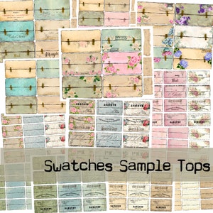 Stalen Sample Top digitale set, afdrukbaar, voor het maken van ephemera voor junk journals - om veters en stof in te voegen, clusters te maken - Odulcina