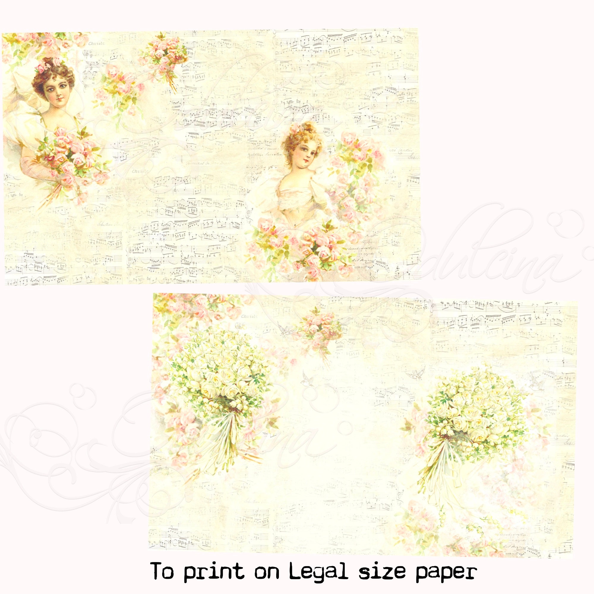 Legal Size Printable Design Papers Vintage Wallpaper - Etsy