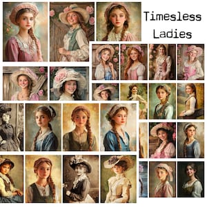 Signore senza tempo – Kit digitale ritratto vittoriano / Effimere di diario spazzatura / Volti vintage stampabili / Collezione di donne vintage