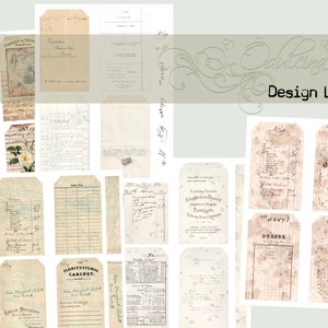 Design Etiketten digitales Set, zum Ausdrucken, Tags für die Erstellung von Junk Journal Ephemera - Odulcina