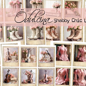 Shabby Chic Love, stampabile, pianoforte vecchio, ombrello vintage, violino vintage, pattino da ghiaccio shabby - Odulcina