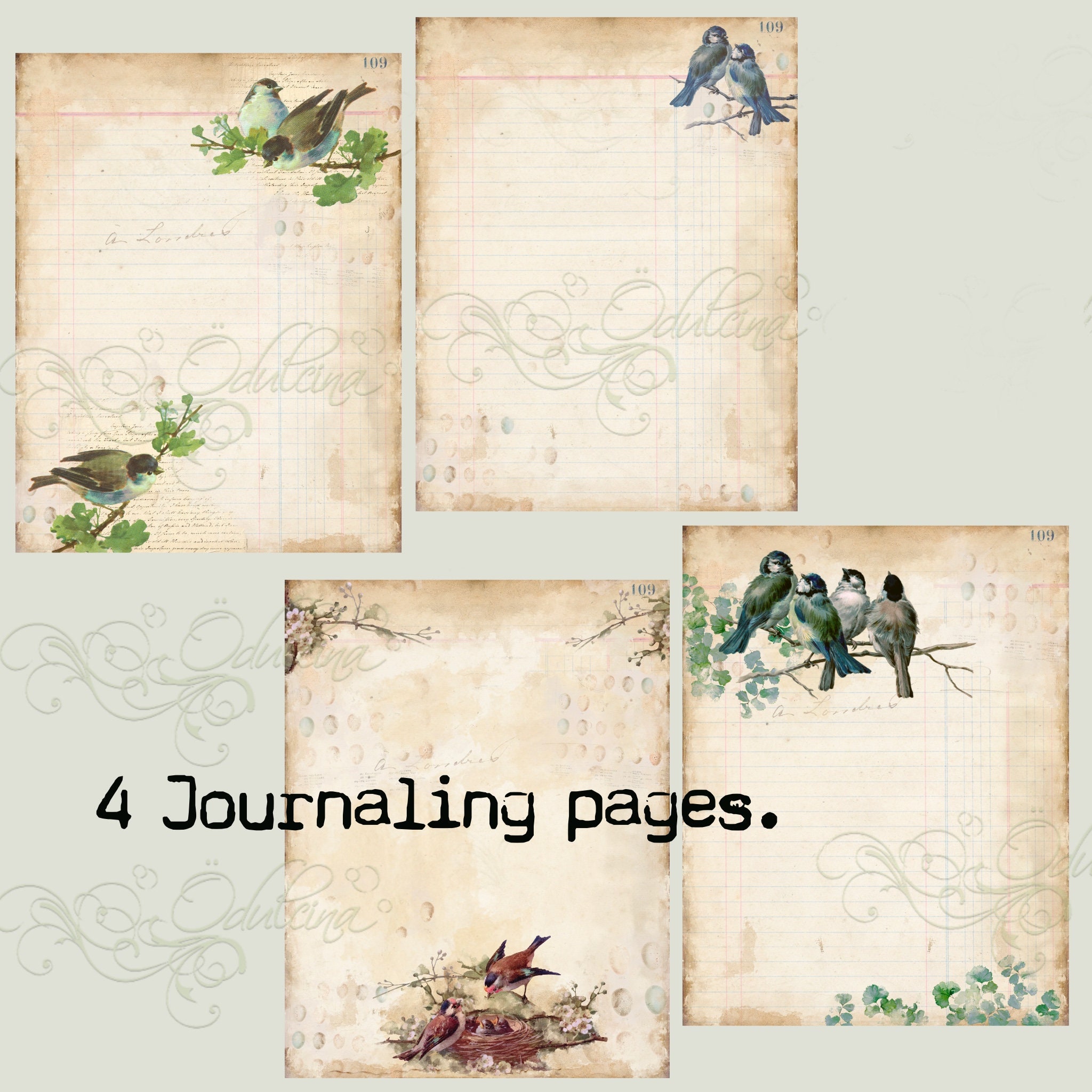 Lovely Birds Kit, Digital Download - Antique Papers - Printable for ...