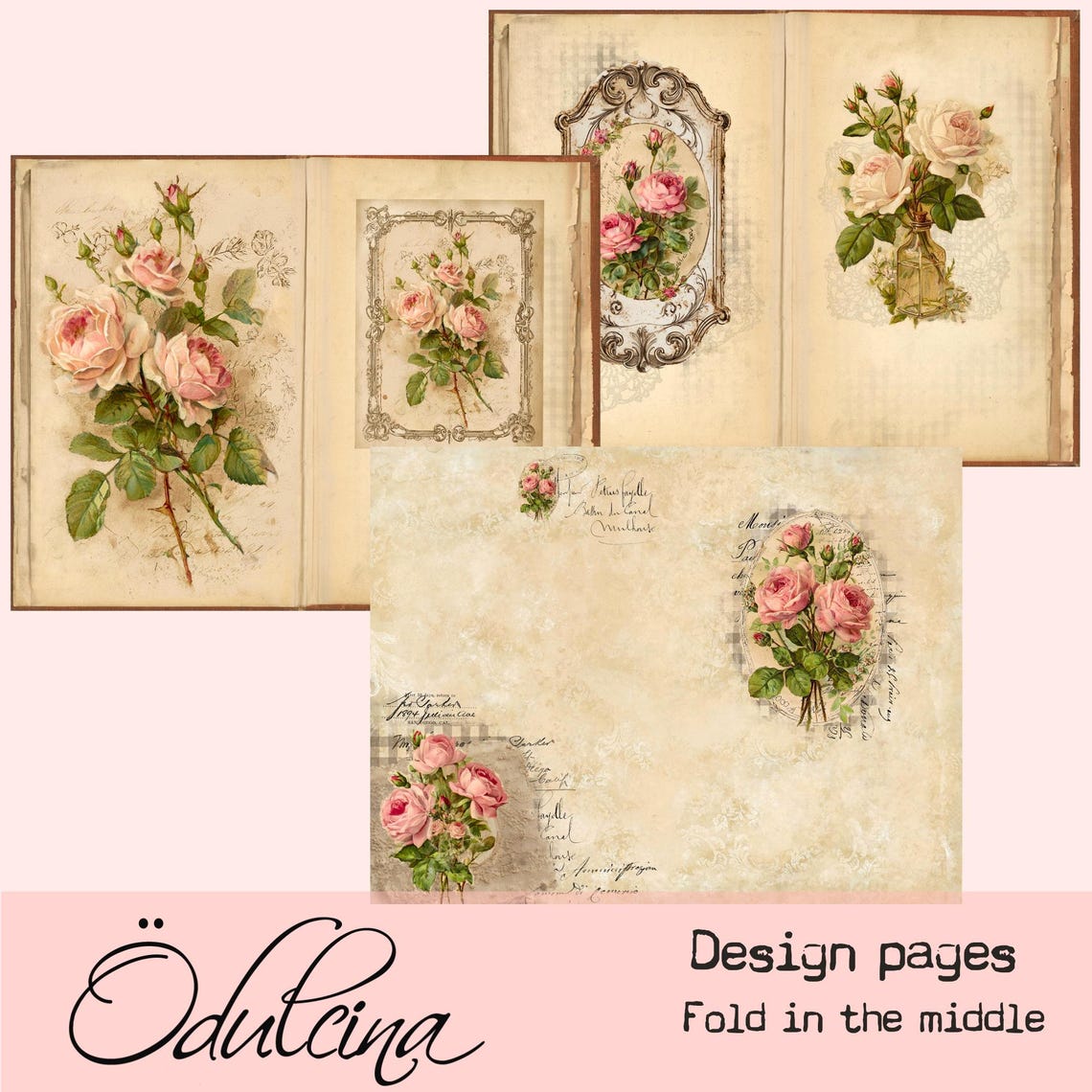 Vintage Botanical Roses Digital Kit | Floral Junk Journal Printable ...