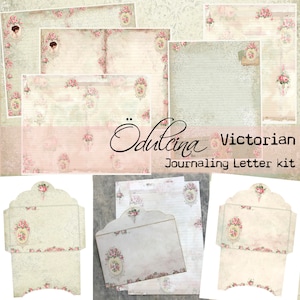 Papeles y páginas de diario imprimibles victorianos para diarios basura, imprima su propio papel/sobre de carta, estilo Shabby Chic, Descarga digital