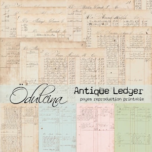 Riproduzione di un antico libro mastro, stampabile, download digitale, diario di scarto - diario d'arte - pagina del libro mastro stampabile di Odulcina