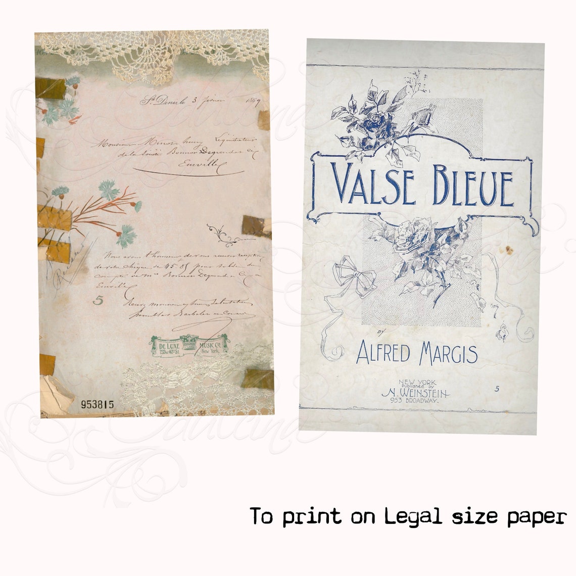 Legal Size Printable Design Papers Vintage Wallpaper - Etsy