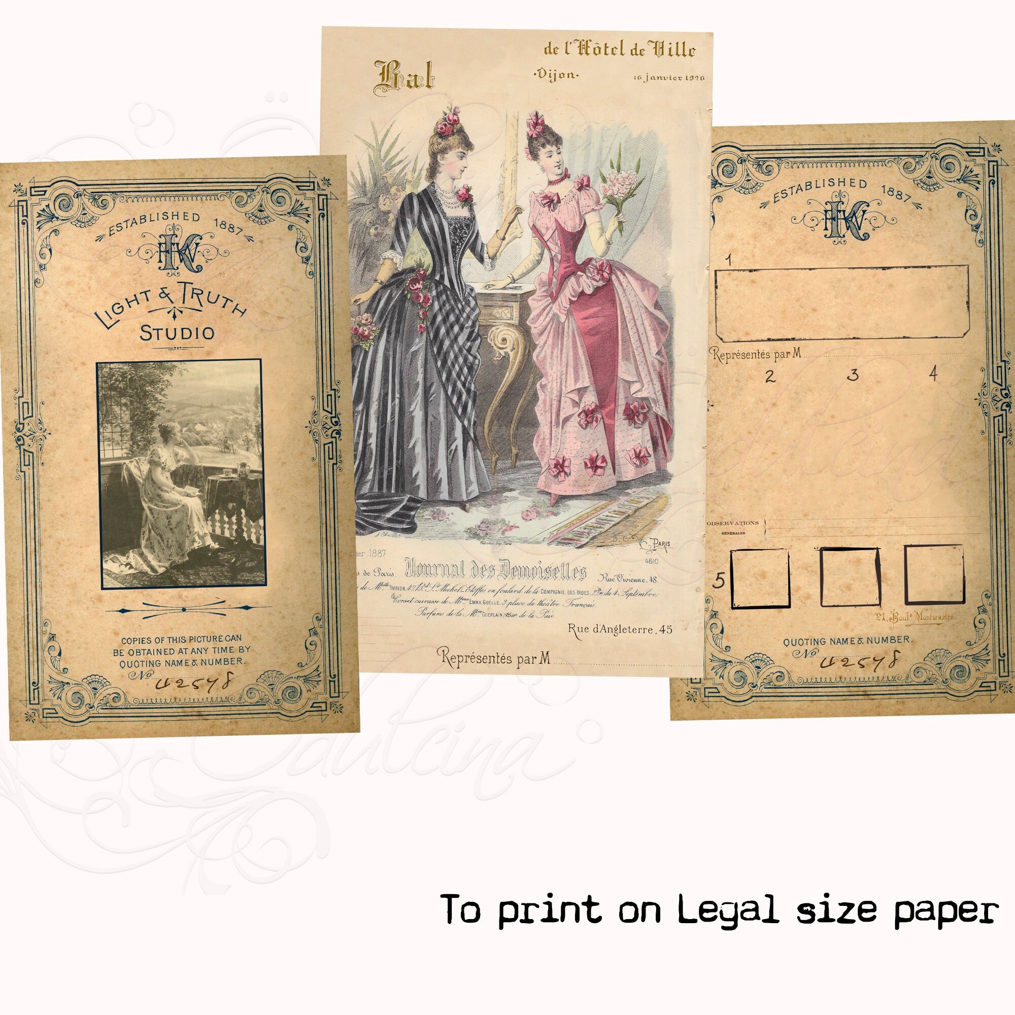 Legal Size Printable Design Papers Vintage Wallpaper - Etsy